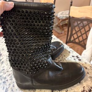 Christian Louboutin Surlapony Spiked mid-calf boots-need some repair/ size 37